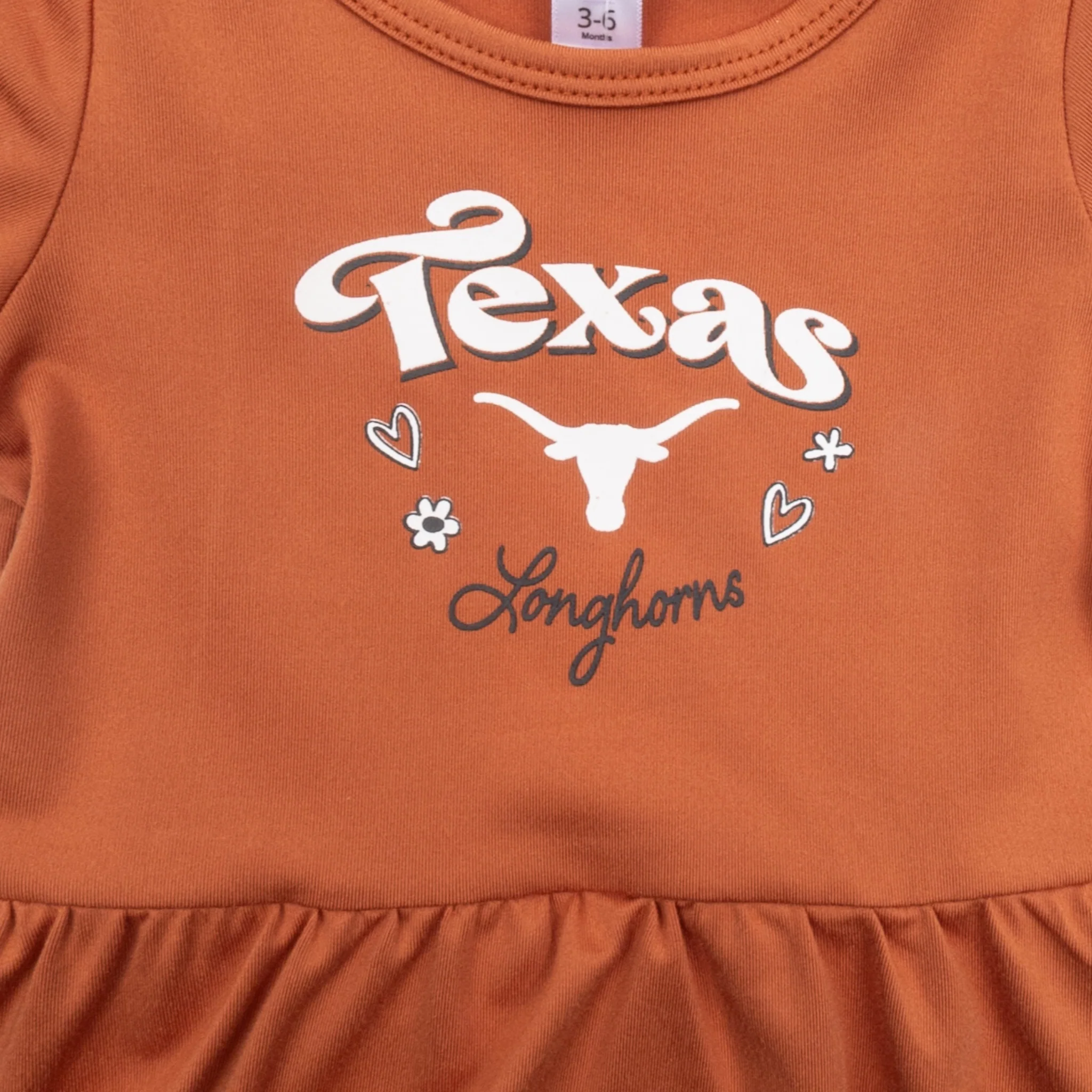 Infant ZooZatZ Texas Longhorns Short Sleeve Dress Romper - Image 2