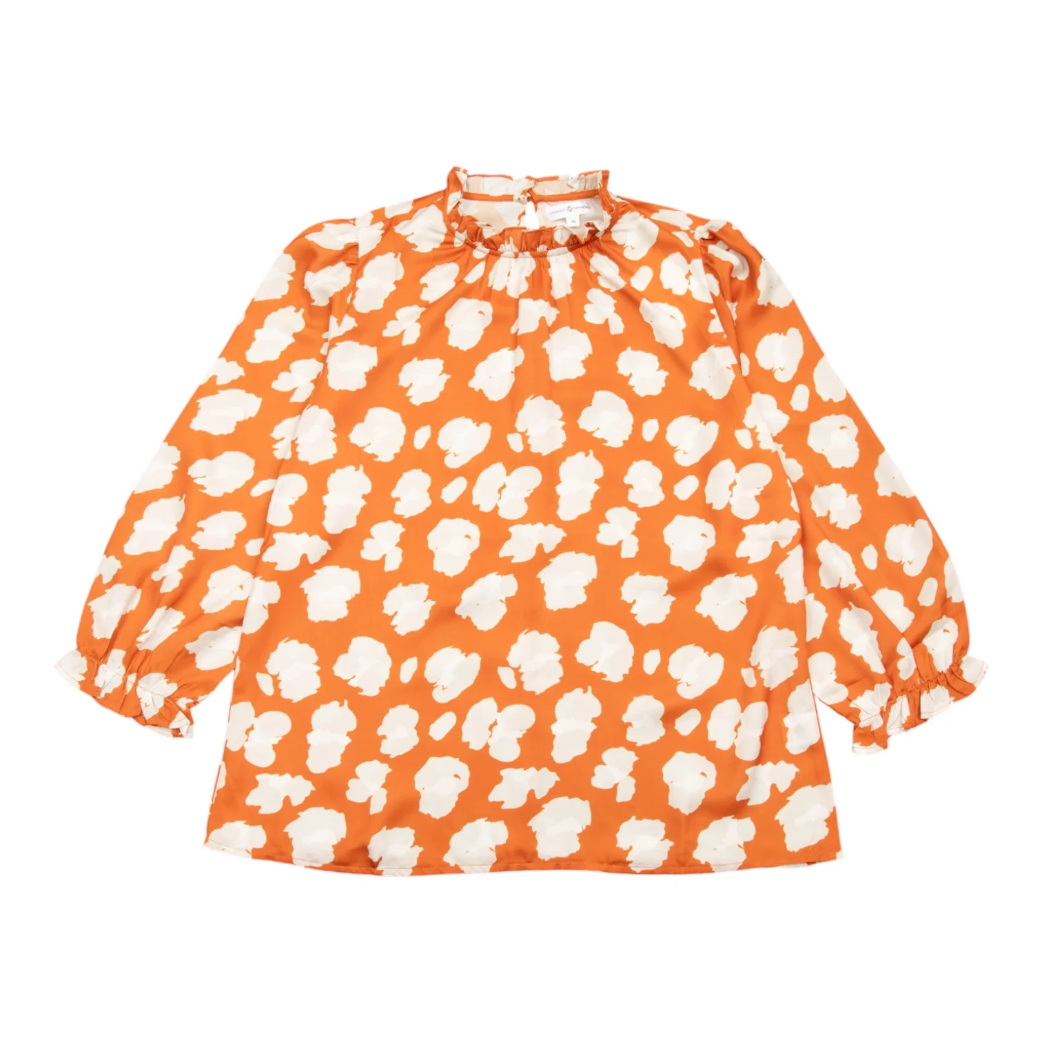 Stewart Simmons Print Poly Ruffle 3/4 Sleeve Blouse