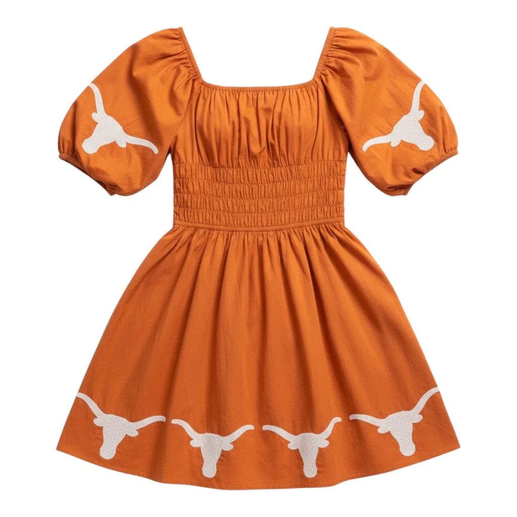 Stewart Simmons Sequin Logo Puff Sleeve Dress