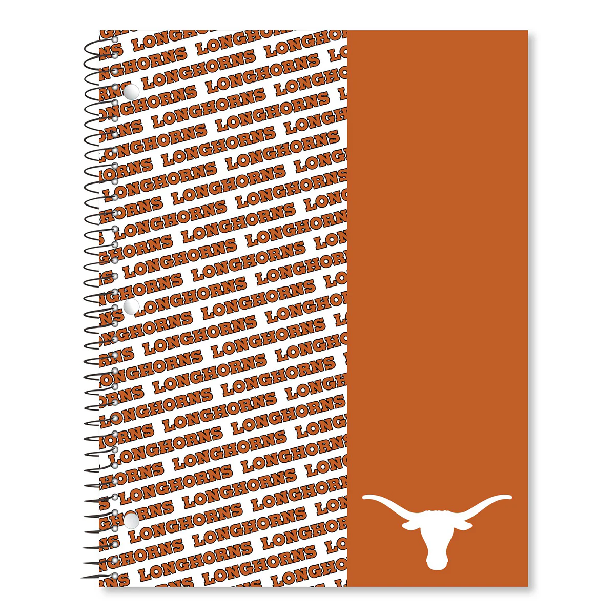 Texas Longhorns Asymmetric Repeat 1 Subject Spiral Notebook