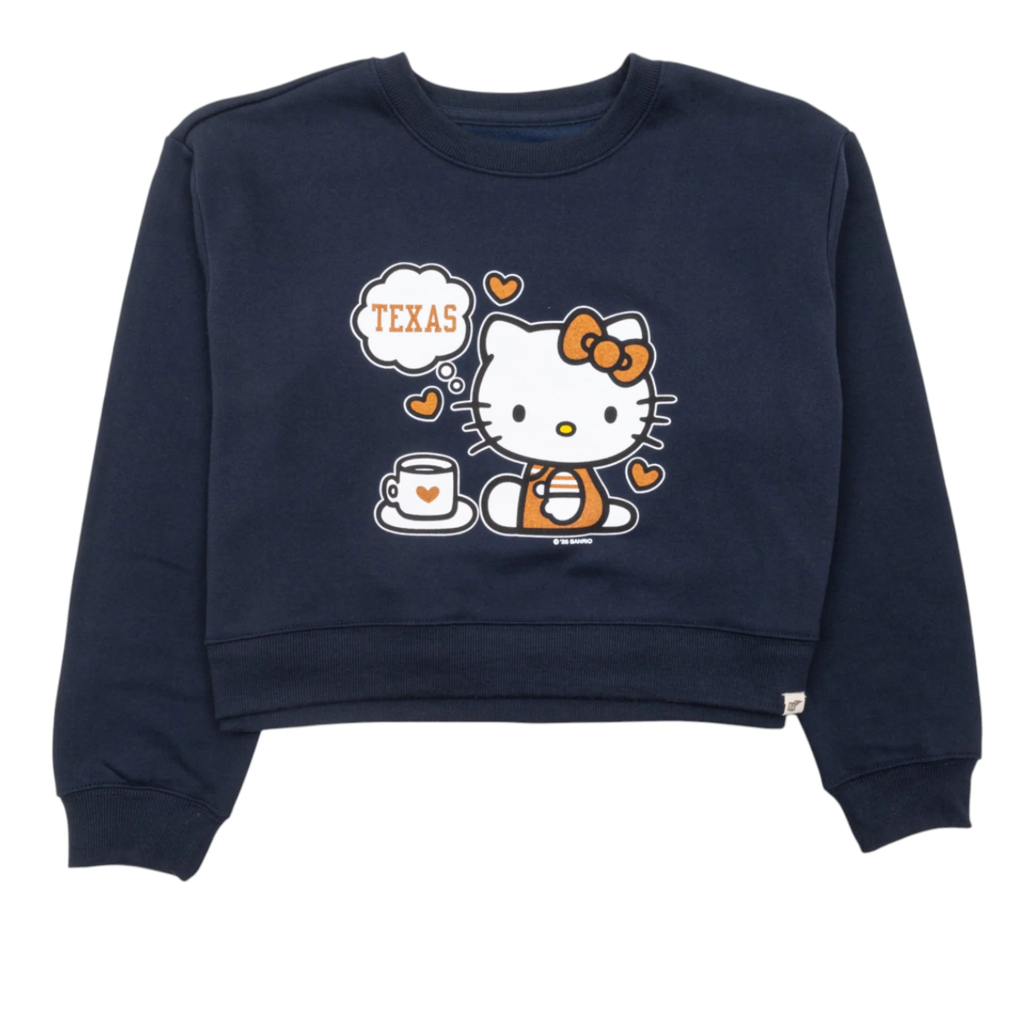 Texas Longhorns Free Refills Hello Kitty Crop Sweatshirt