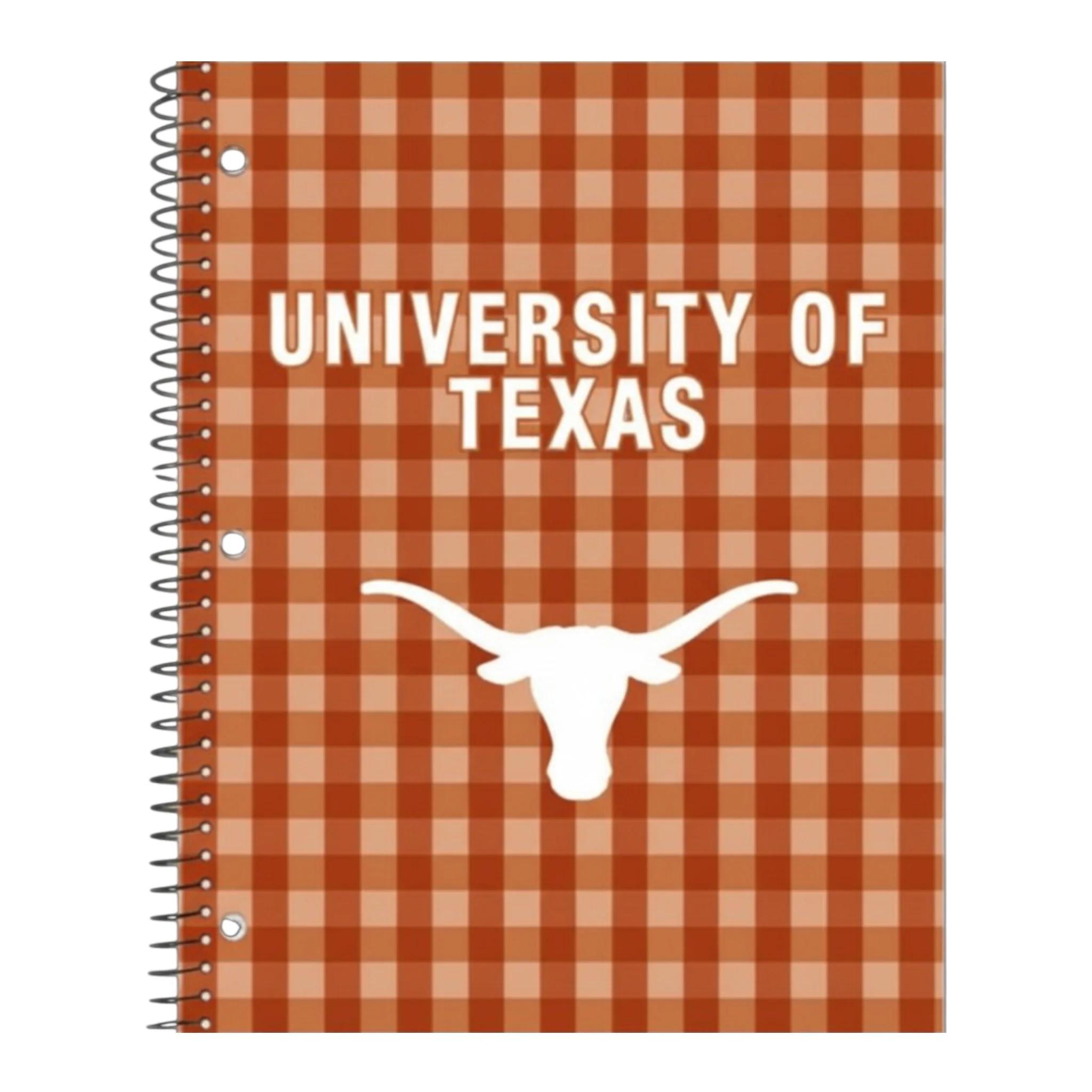 Texas Longhorns Gingham Digital Print 1 Subject Spiral Notebook