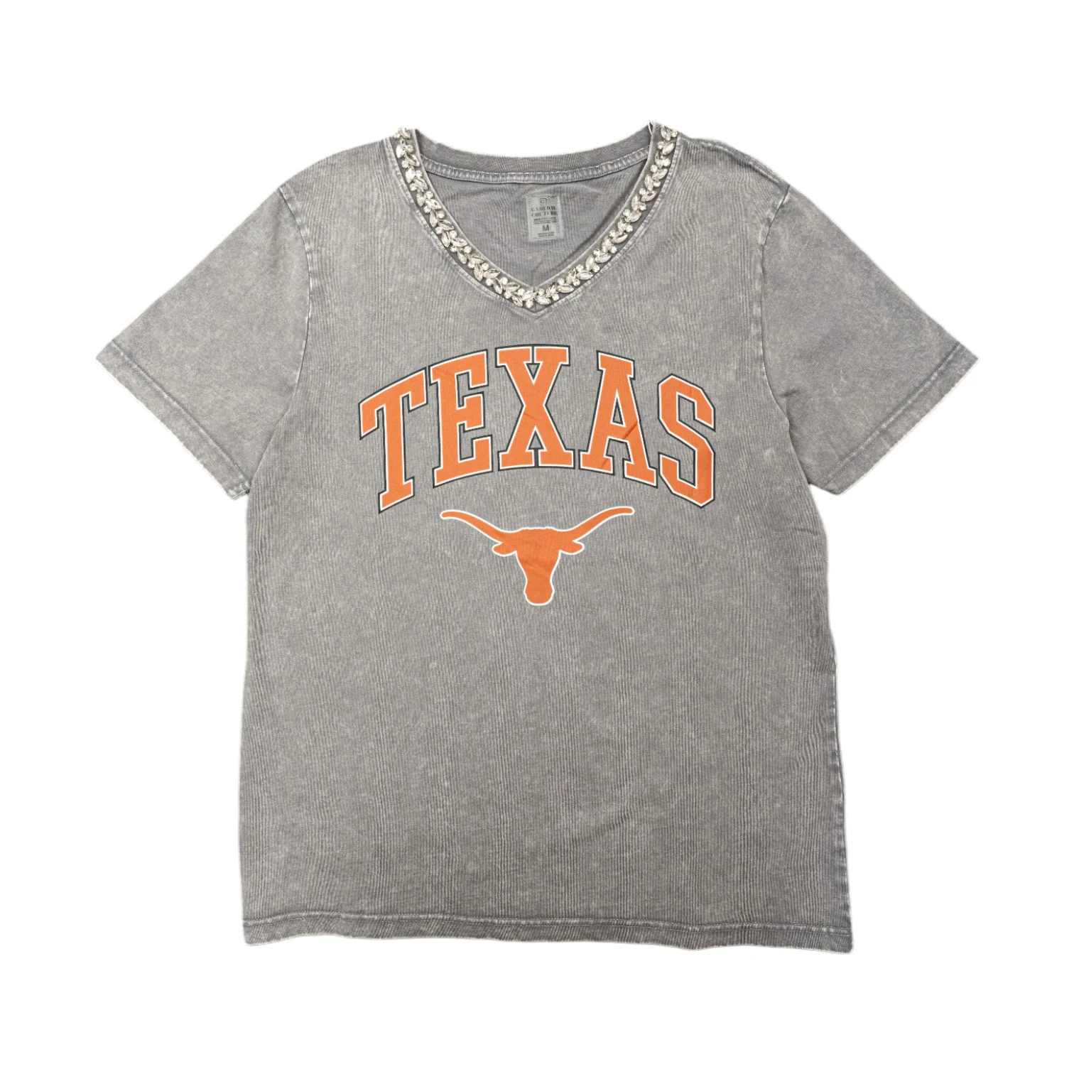 Texas Longhorns Iconic Edge Rhinestone Trim V-Neck Tee