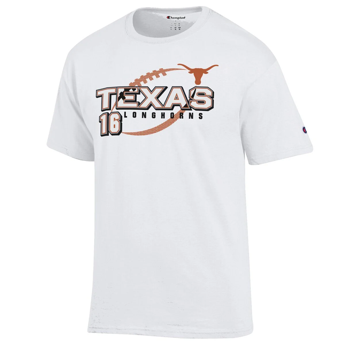 Texas Longhorns NIL Arch Manning #16 Outline Football Tee