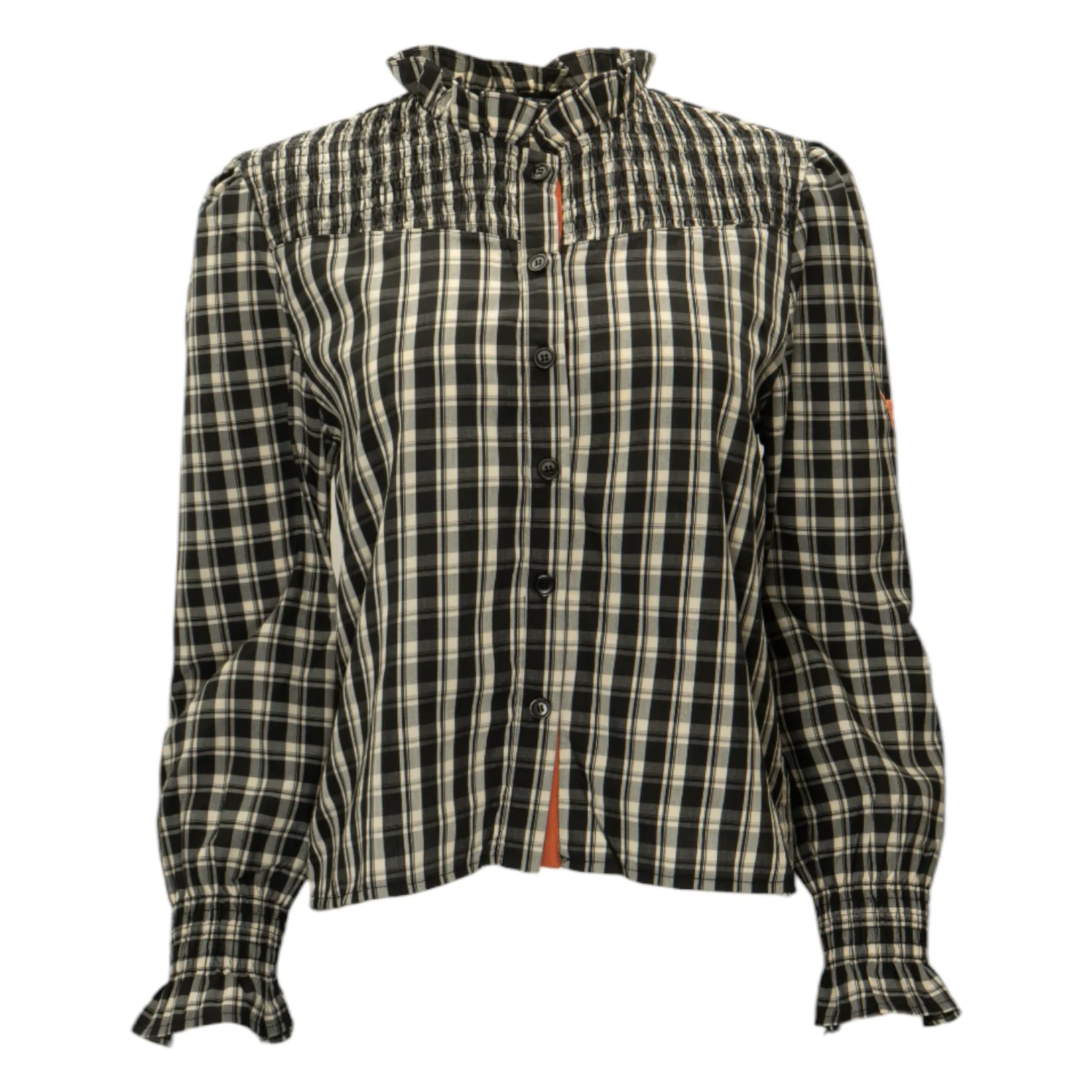 Texas Longhorns Plaid Ruched Yoke Blouse