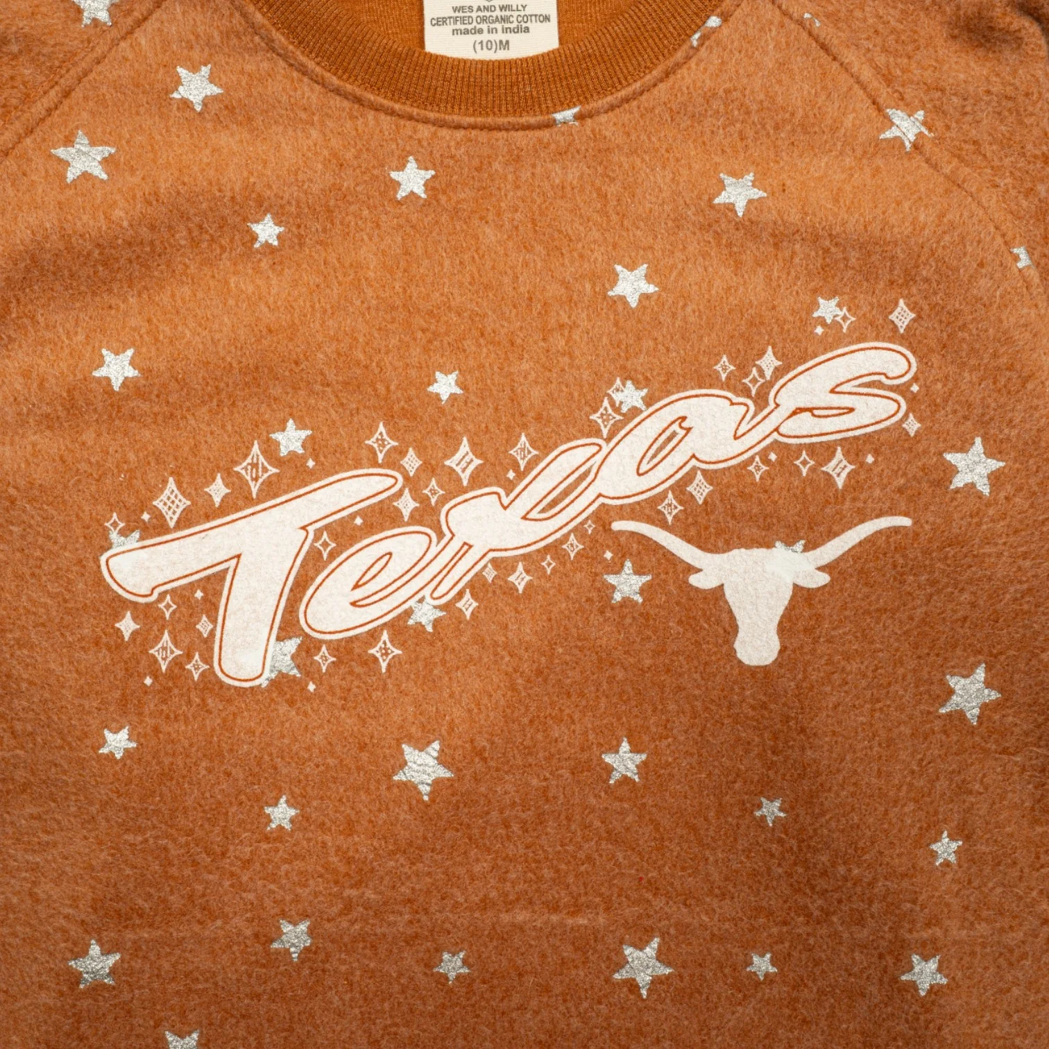 Texas Longhorns Shimmer Star Reverse Fleece Crew - Image 2