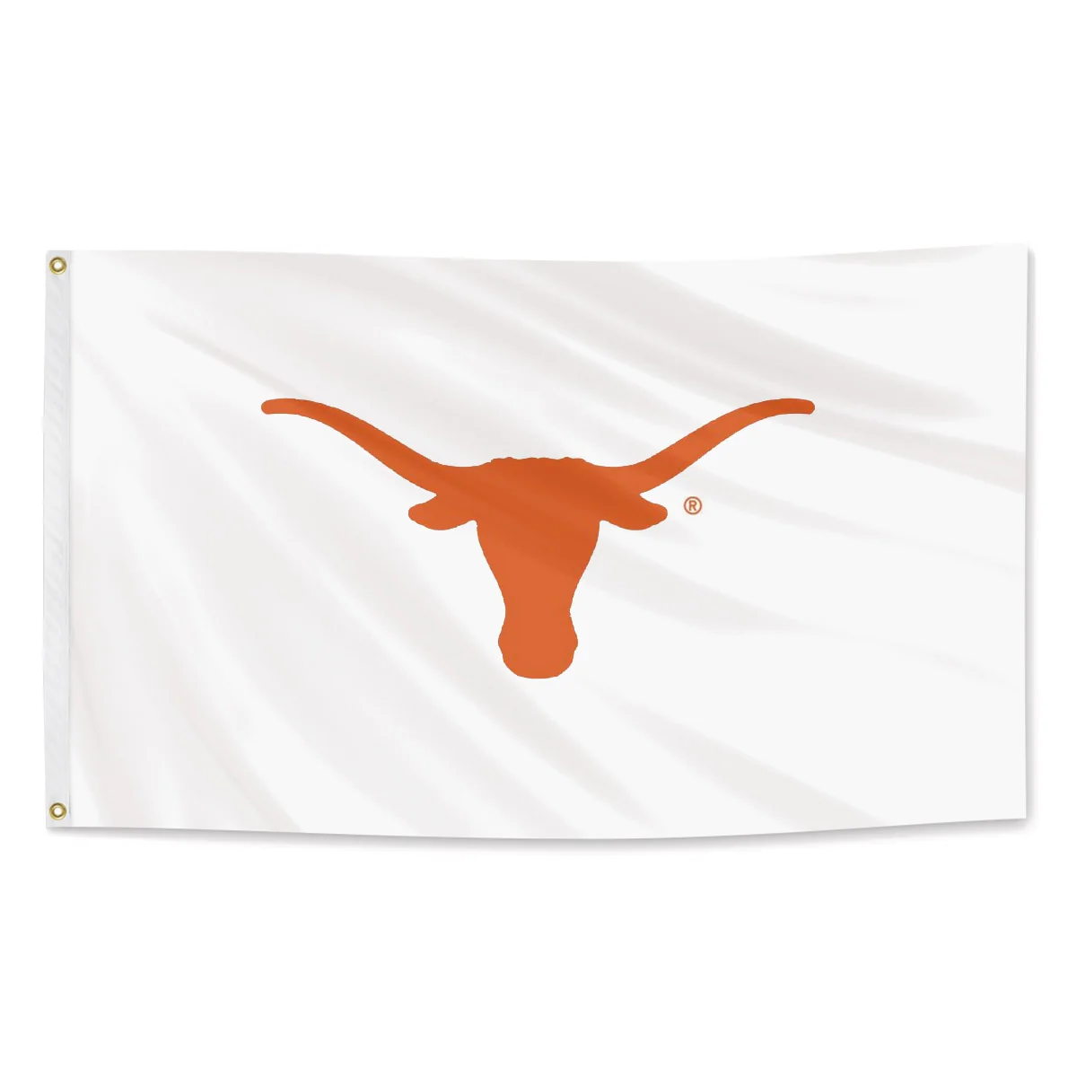 Texas Longhorns White Silk Flag with Grommets - 3 ft x 5 ft