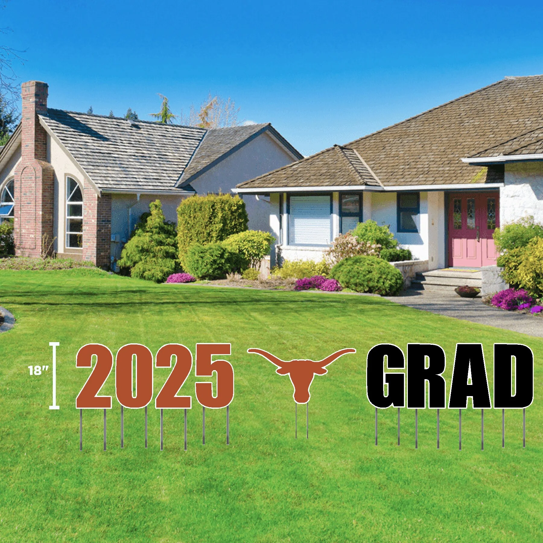 University of Texas  2025 Longhorn Logo Grad Yard Sign