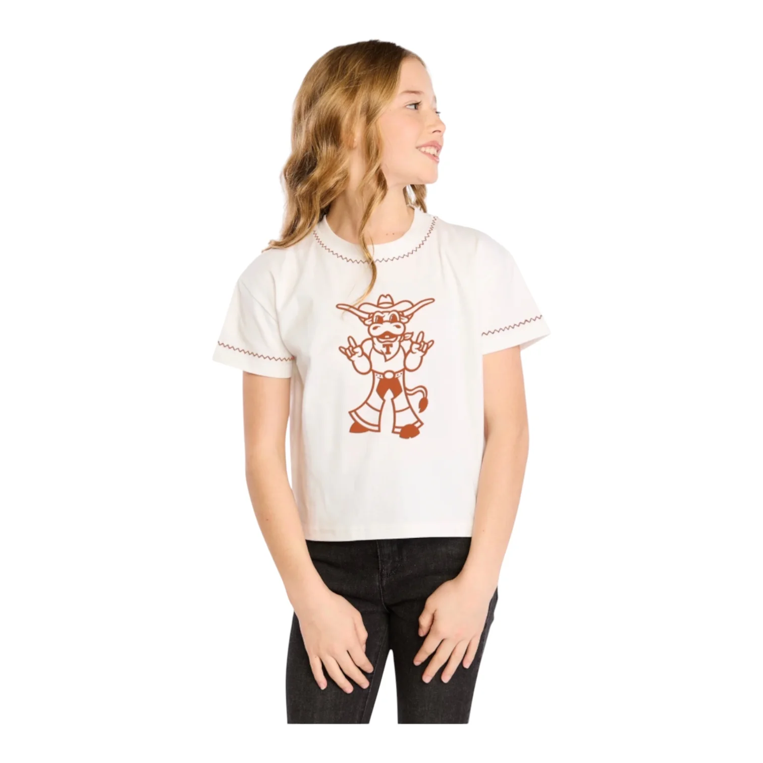Youth Stewart Simmons Texas Longhorns Embroidered Tee - Image 2